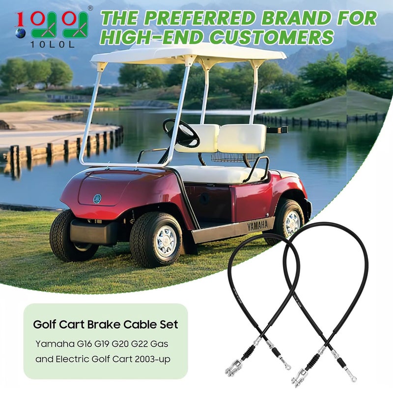 10L0L Golf Cart Brake Cable Set Compatible with for Yamaha G8 G14 G16 G19 G20 G22 Gas and Electric Golf Carts (Passenger Side #JF2-F6351-10 & Driver Side #JF2-F6341-00) - Image 2